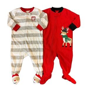 Carters Baby Boy 6 Months Sleepers Holiday Christmas Fleece Pajamas Outfit Santa